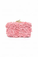 Pink floral clutch bag on a white background, Obroi