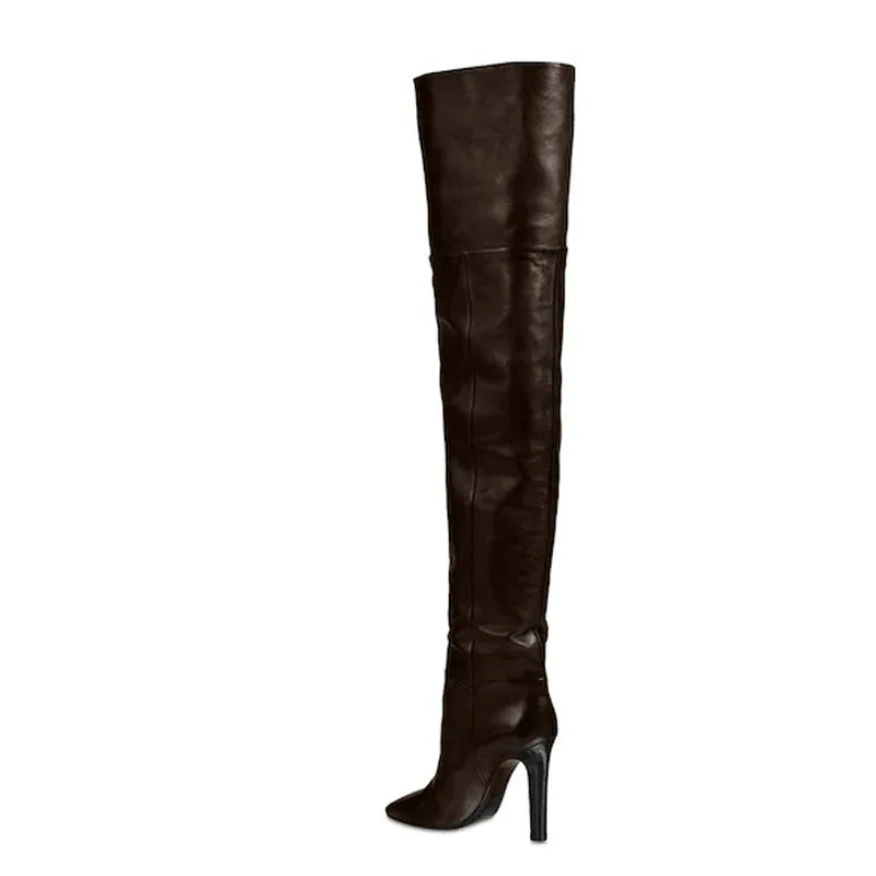 Winter Pointed Stiletto High Heels Side Zipper Show Large Over Knee Women Boots