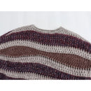 Vintage Women Long Sleeved Round Neck Patchwork Knit Sweater