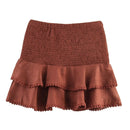 Brown skirt with ruffled layers on a white background, Obroi