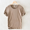 Summer Short-Sleeved Men Thin Section Casual Round Neck Cotton Short Solid Pullover Bottoming Sweatshirt T-Shirt