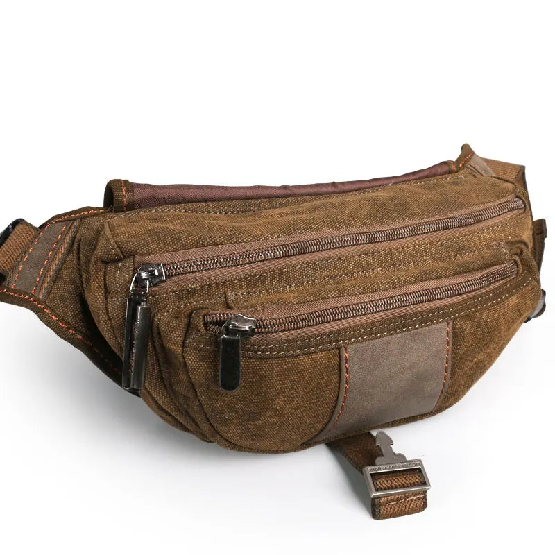 Men Waist Pouch Wear Resistant Canvas Travel Phone Bag High-Quality Toolkit Package