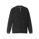 Henley Collar Knitted Sweater Men Embroidery Autumn Winter Pullover Men
