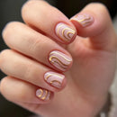 24Pcs Square Shiny Nails Golden Lines Stick on Simple Ballet Nail Sets Press on Nails