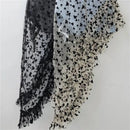 Two butterfly-patterned scarves in black and white on a light gray background, Obroi