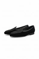 Classic Matte Leather Patchwork Black Suede Slip-On Belgian Loafers Handmade Men's Shoes