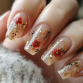 24pcs Wearable False Nails Art Glitter Flower Design Press on Nails Sets Short Ballet Fake Nail Simple Manicure Tips Finished