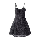 Elegant Women's Dress spaghetti strap chic party elegant Dresses summer black Flora Dress