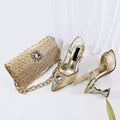 Shoes and Bag Set Shiny Diamond Bag and High Heel From the Workplace to Banquets or Wedding