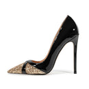 Women Pointed Toe Patchwork Sequin Shoes Pumps Slingback Banquet Ladies Stilettos Design Ladies Shoes