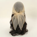 Black wig with a beige veil on a white background, Obroi