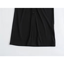 Spring Women Black Fitted Ribbed Dress Long Sleeve Lapel Collar Front Button Female Midi Vintage Dresses