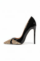 Women Pointed Toe Patchwork Sequin Shoes Pumps Slingback Banquet Ladies Stilettos Design Ladies Shoes