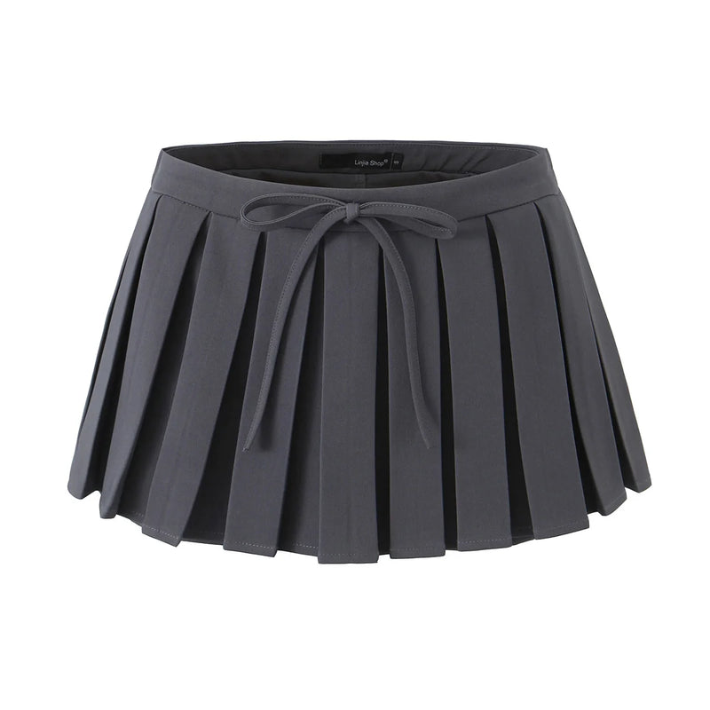 Preppy Bow Mini Pleated Skirts Women Skirts With underwear