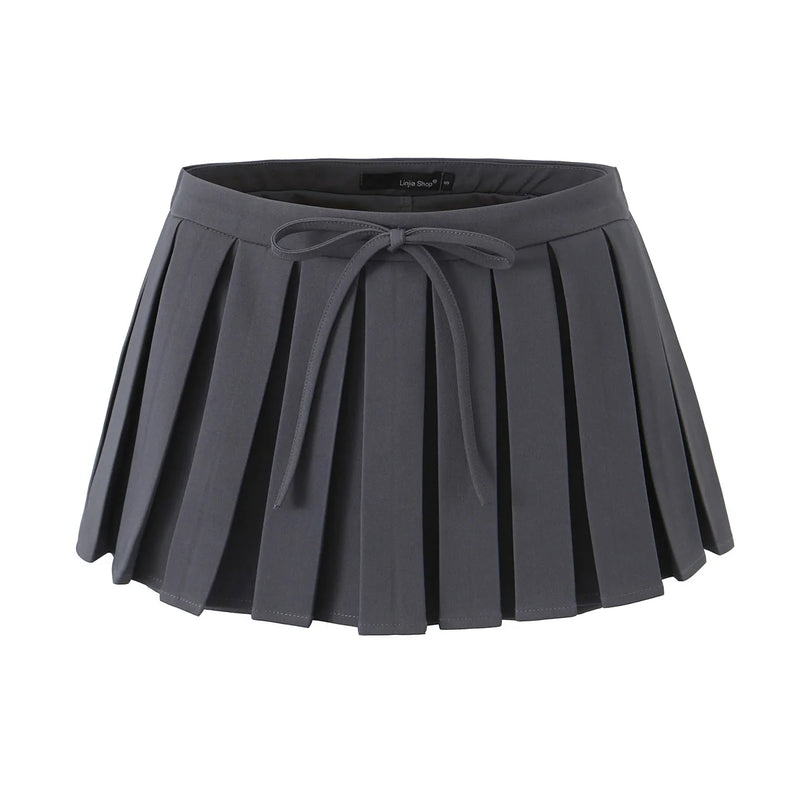 Preppy Bow Mini Pleated Skirts Women Skirts With underwear