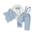 0-18M Newborn Baby Boy Dress Romper Shirt Bowtie Waistcoat Suspender Pants Set Suit Fall Outfits