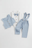 0-18M Newborn Baby Boy Dress Romper Shirt Bowtie Waistcoat Suspender Pants Set Suit Fall Outfits