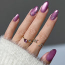 24Pcs Summer Almond Nail with Green French Manicure Tips Gilded Starburst Press on Nails