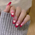 Press on Nails Red Love Heart Nails Women Girls Charm Manicure Detachable False Nails Tip
