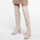 Women Thigh High Boots Winter Genuine Leather High Heels Shoes Woman Zip Luxury Over Knee Boots