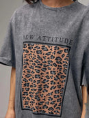 casual versatile t-shirt female washed retro American ins loose top