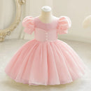 Little Girl Pearl Patchwork Princess Dress Wedding Flower Children Dress