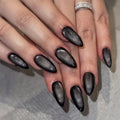24pcs Simple Almond Press on Nails Shiny Purple Cat Nail Tips Women Wearable Pure Nail Patches