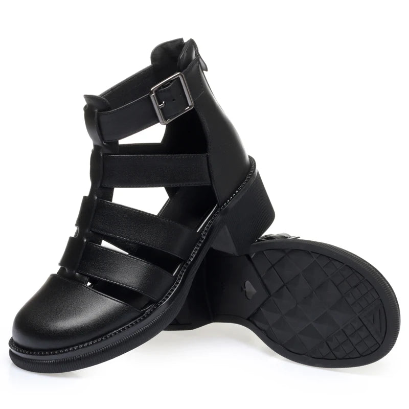 Women Sandals Summer Genuine Leather Ladies Sandals Closure Braided Gladiator Non-Slip Casual Sandals Women