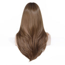 Long Straight Wigs For Women Brown Layered Hair Wigs With Bangs Daily Natural Wigs