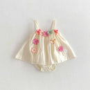 Baby Girls Summer Clothing 0-2Y Girl Infant Flower Suspender Bodysuit Straps Jumpsuit