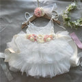 Toddler Baby Girls Birthday Dress for Kids Flowers Girls Wedding Costume Belt Headband 3pcs Outfit Set Child Princess Gown