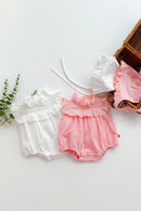 Summer Baby Romper Lace Cotton Soft Lovely Hat Baby Girl Jumpsuit Kids Clothes 0-24 Months
