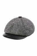 British Pure Wool Newsboy Cap Genuine Leather Beret Retro Winter Warm Hat Classic