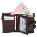 Leather Purse Men Clutch Wallet Double Zipper Card Holders Vintage Genuine Leather Coin pocket Short Wallet