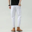 Men White Jeans Simple Casual Clothing Stretch Loose Trousers Pants