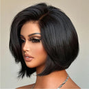 Natural Layered Short Bob with Side Bangs for Women Straight 13x6 Lace Front Human Hair Wigs Straight Bob Pixie Cut