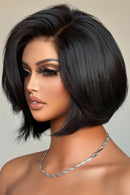 Natural Layered Short Bob with Side Bangs for Women Straight 13x6 Lace Front Human Hair Wigs Straight Bob Pixie Cut