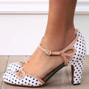 women summer square heel buckle strap round toe women shoes casual party wedding ladies pumps