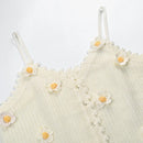 Summer Women's Knit Tops Sweet Camisole Floral Appliques Cardigans Knitwear
