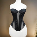 Black corset on a mannequin against a neutral background, Obroi