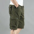 Summer Cargo Shorts Men Cotton Casual Shorts Classic Outdoor Solid Knee Length Pants Straight