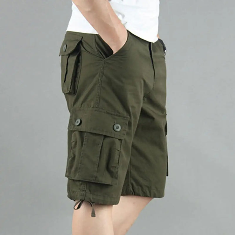 Summer Cargo Shorts Men Cotton Casual Shorts Classic Outdoor Solid Knee Length Pants Straight