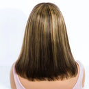 Short Straight Hair Bob Wigs Human Hair Wig With Bangs for Women Brown Honey Bob Wig