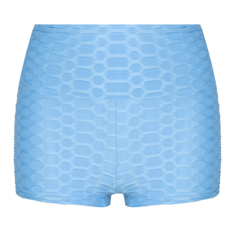 Womens High Waist Sport Shorts Wide Elastic Waistband Shirring Straps Bowknot Slimming Yoga Shorts Bubble Butt Shorts