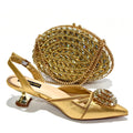 Women's Gold Shoes and Handbag Set, Elegant Matching Party Heels and Purse, Luxury-Inspired Italian