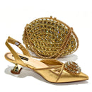 Women's Gold Shoes and Handbag Set, Elegant Matching Party Heels and Purse, Luxury-Inspired Italian