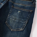 Men Jeans Retro Dark Blue Elastic Skinny Ripped Jeans Men Stretch Trousers Hip Hop