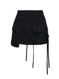 Spliced Pocket Design Women's Skirt High Waisted Spliced Lace Up Slim Fit Casual Style Half Skirt