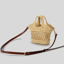 Woven Small Tote Bag Hollow Straw Handbags Handmade Summer Beach Shoulder Bags Mini Bali Purses
