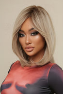 Woman with a blonde bob wig shown from front, side, and back views, Obroi